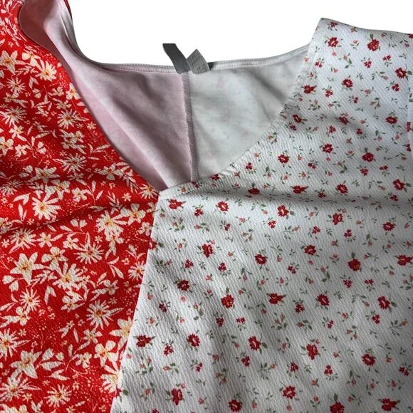 Asos mixed pattern floral orange white loose fit dress size 14 - Picture 4 of 7